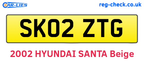 SK02ZTG are the vehicle registration plates.
