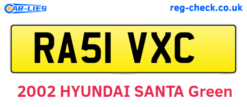 RA51VXC are the vehicle registration plates.