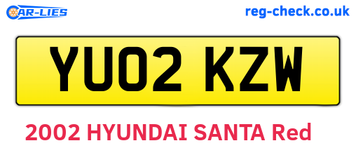 YU02KZW are the vehicle registration plates.