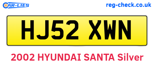 HJ52XWN are the vehicle registration plates.