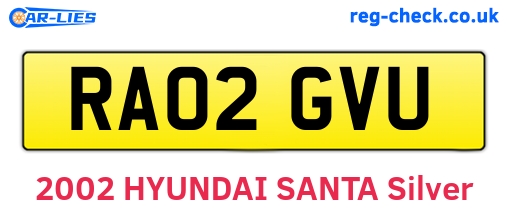 RA02GVU are the vehicle registration plates.