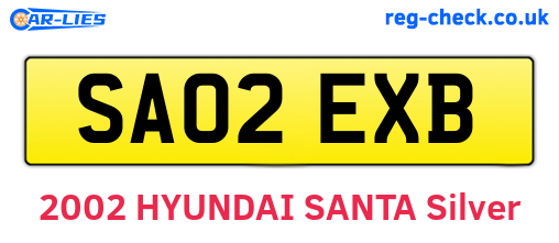 SA02EXB are the vehicle registration plates.