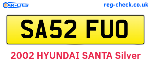 SA52FUO are the vehicle registration plates.