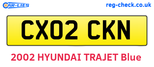 CX02CKN are the vehicle registration plates.