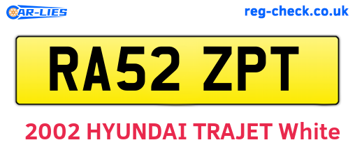 RA52ZPT are the vehicle registration plates.
