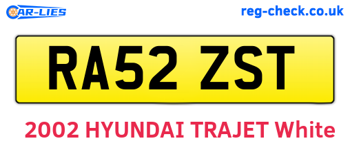 RA52ZST are the vehicle registration plates.