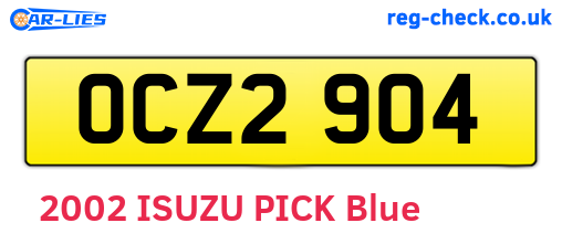 OCZ2904 are the vehicle registration plates.