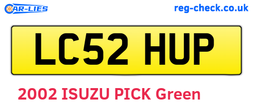 LC52HUP are the vehicle registration plates.