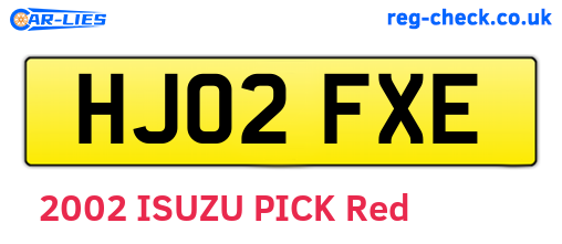 HJ02FXE are the vehicle registration plates.