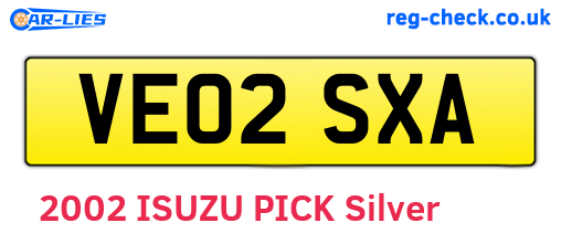VE02SXA are the vehicle registration plates.