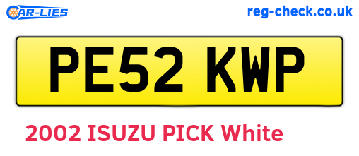 PE52KWP are the vehicle registration plates.