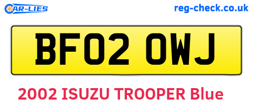 BF02OWJ are the vehicle registration plates.