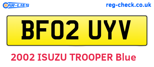 BF02UYV are the vehicle registration plates.