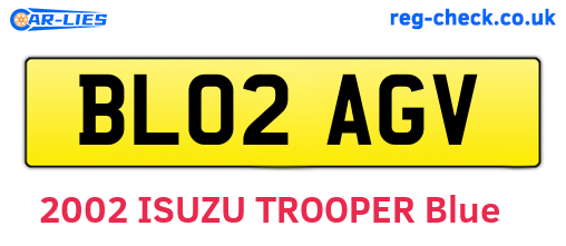 BL02AGV are the vehicle registration plates.