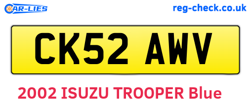 CK52AWV are the vehicle registration plates.