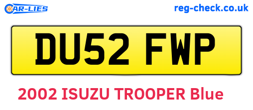 DU52FWP are the vehicle registration plates.