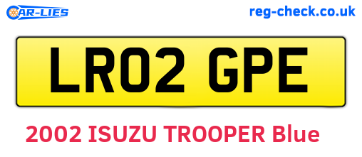 LR02GPE are the vehicle registration plates.