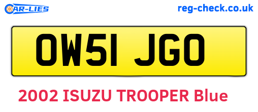 OW51JGO are the vehicle registration plates.