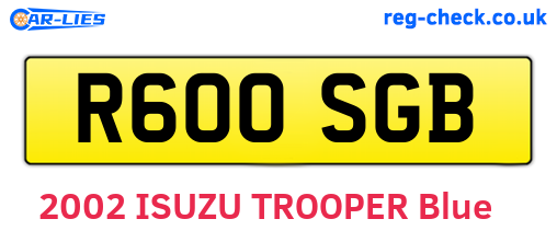 R600SGB are the vehicle registration plates.