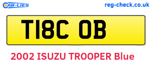T18COB are the vehicle registration plates.