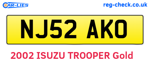 NJ52AKO are the vehicle registration plates.