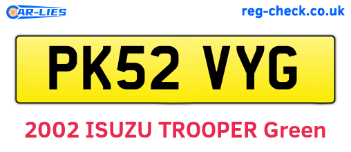 PK52VYG are the vehicle registration plates.