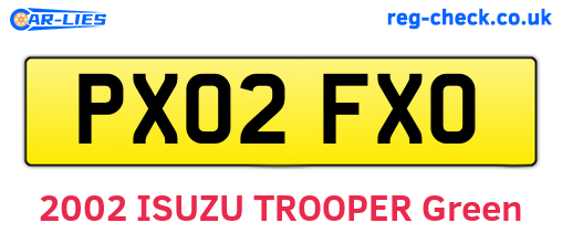 PX02FXO are the vehicle registration plates.