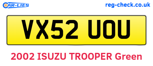 VX52UOU are the vehicle registration plates.