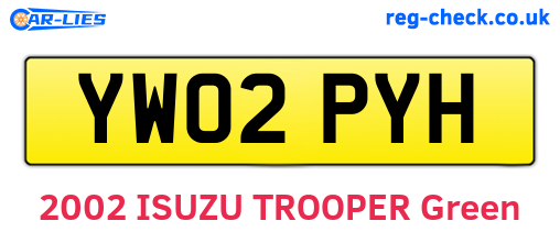 YW02PYH are the vehicle registration plates.