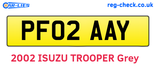 PF02AAY are the vehicle registration plates.