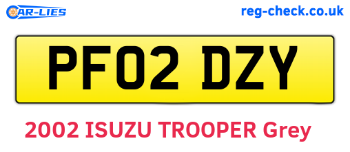 PF02DZY are the vehicle registration plates.