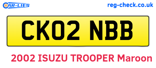 CK02NBB are the vehicle registration plates.