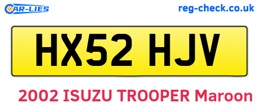 HX52HJV are the vehicle registration plates.