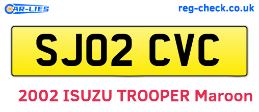 SJ02CVC are the vehicle registration plates.