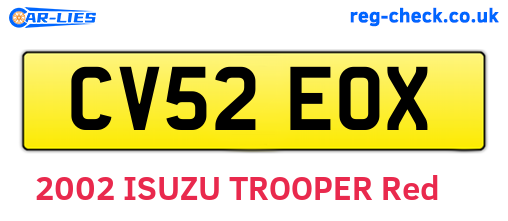 CV52EOX are the vehicle registration plates.
