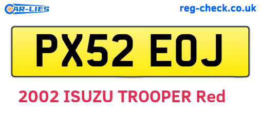 PX52EOJ are the vehicle registration plates.