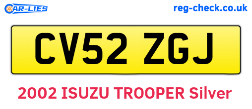 CV52ZGJ are the vehicle registration plates.