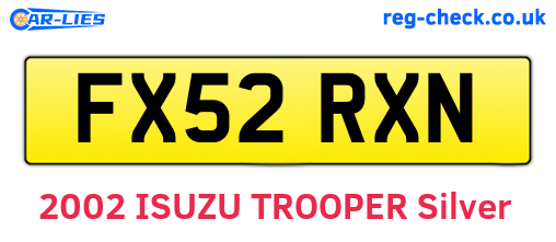 FX52RXN are the vehicle registration plates.
