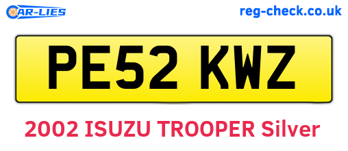 PE52KWZ are the vehicle registration plates.