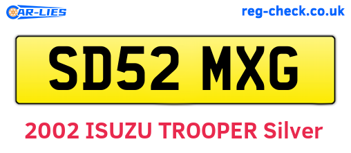 SD52MXG are the vehicle registration plates.