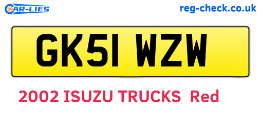 GK51WZW are the vehicle registration plates.