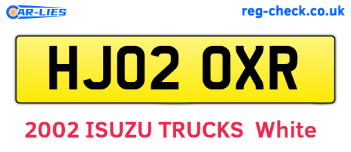 HJ02OXR are the vehicle registration plates.