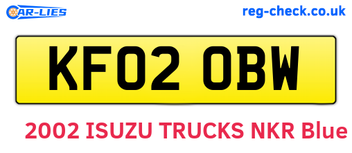 KF02OBW are the vehicle registration plates.