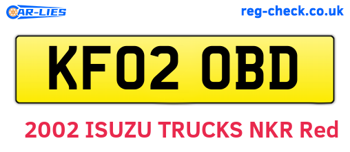 KF02OBD are the vehicle registration plates.