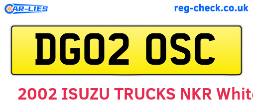 DG02OSC are the vehicle registration plates.