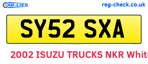 SY52SXA are the vehicle registration plates.