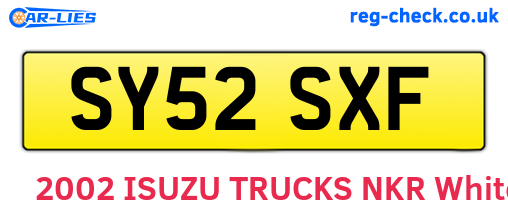 SY52SXF are the vehicle registration plates.