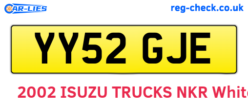 YY52GJE are the vehicle registration plates.