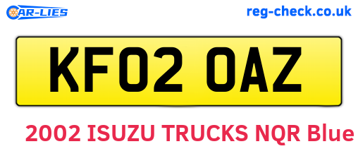 KF02OAZ are the vehicle registration plates.