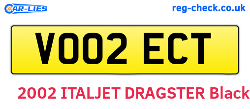 VO02ECT are the vehicle registration plates.